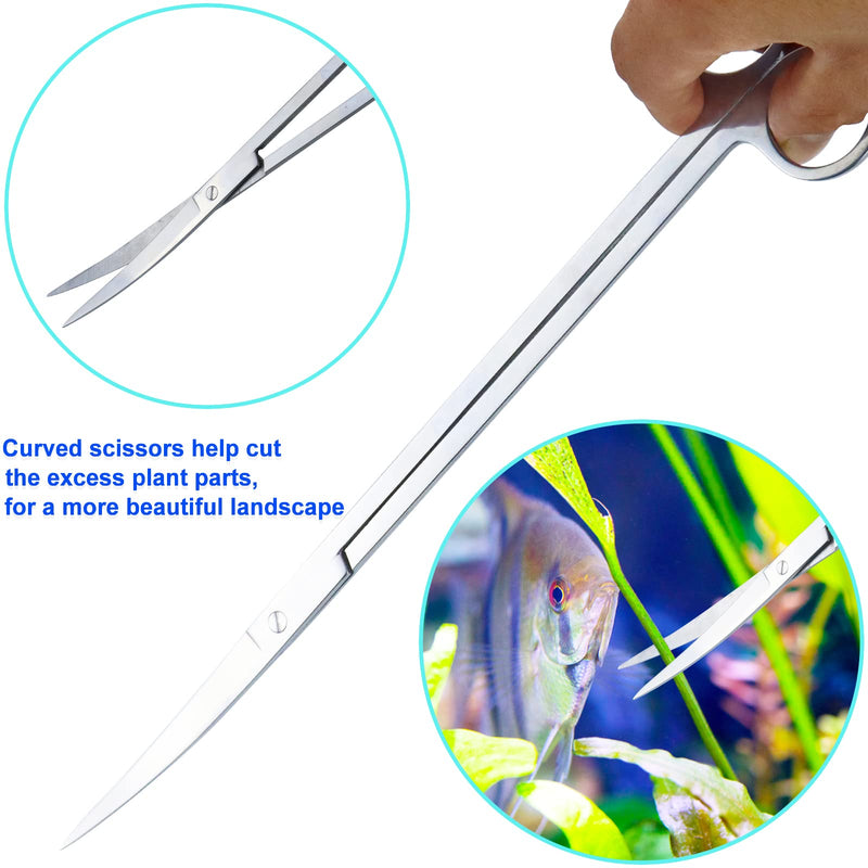 Aquarium Aquascape Tools Kit, Long 15 Inch Stainless Steel Aquatic Plants Tools, 4 in 1 Anti-Rust Aquascaping Tweezers Scissors Spatula Scrapers Tool Set for Fish Tank Cleaning Plant Trimming Shears - BeesActive Australia