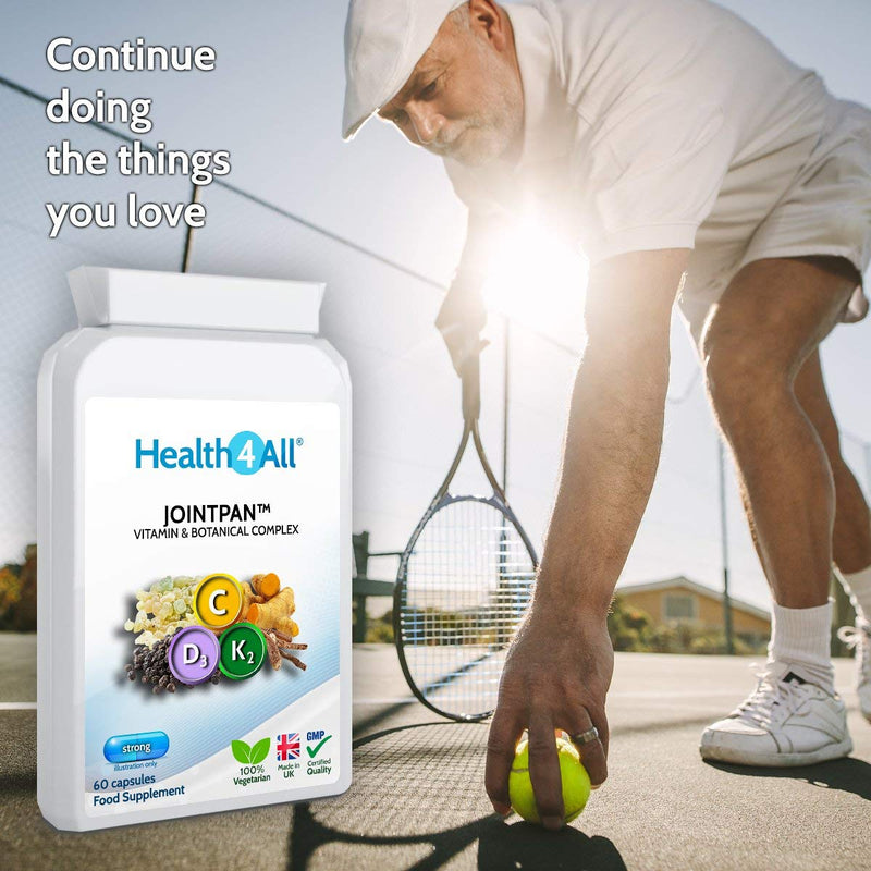 Health4All Jointpan Joint Support 60 Capsules (not Tablets) with Boswellia Serrata, Turmeric, Ashwagandha, Vitamins D3 and K2 MK-7. Strong Joint Pain, stiffnes and OA Supplement 60 Count (Pack of 1) - BeesActive Australia