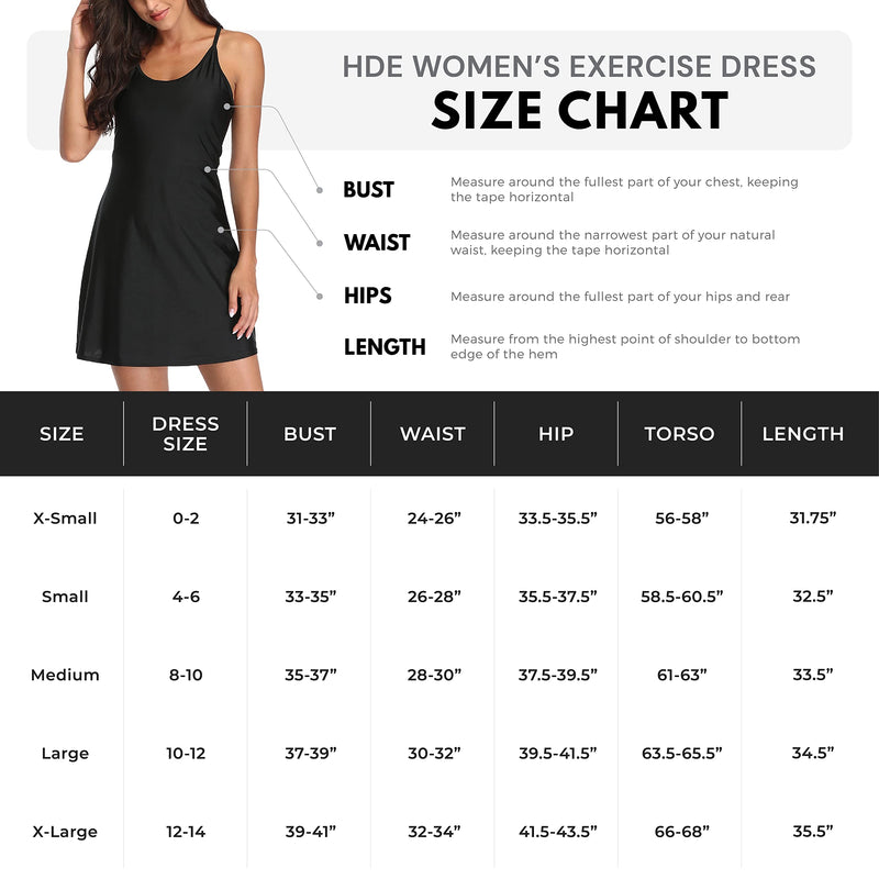 HDE Womens Exercise Workout Dress with Built-in Shorts Sleeveless Athletic Dresses for Golf Tennis Large Black - BeesActive Australia