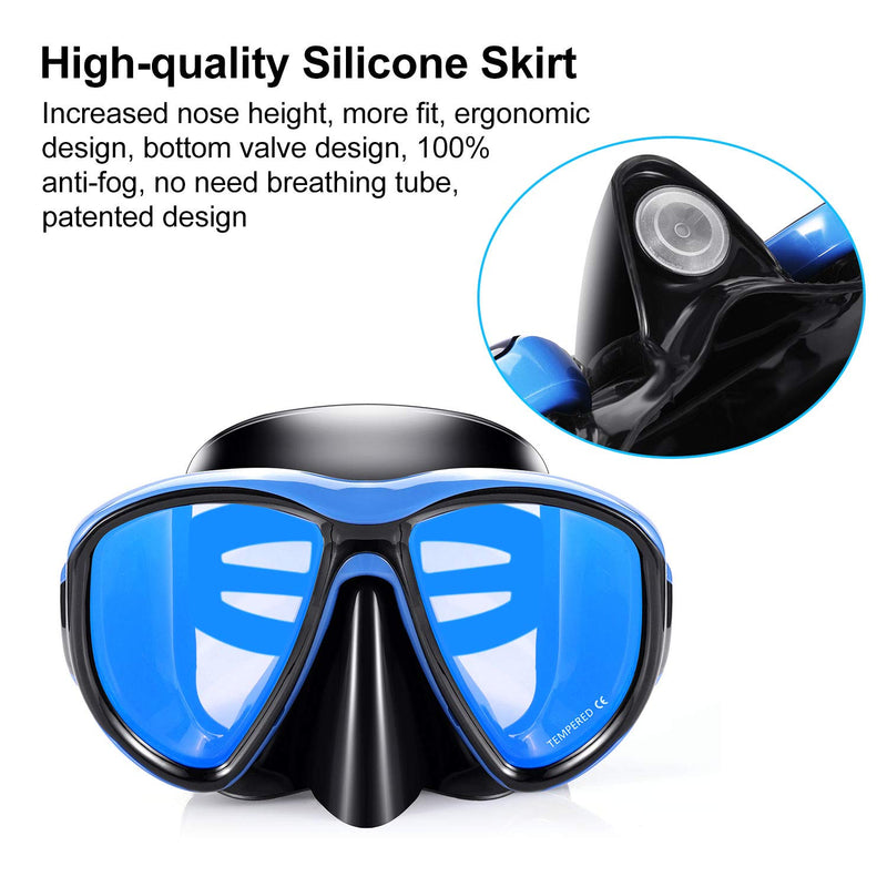 [AUSTRALIA] - KUYOU Snorkel Mask Adult, Profession Scuba Mask Adult Diving Mask Plating Impact Resistant Tempered Glass Anti-Fog Anti-Leak 