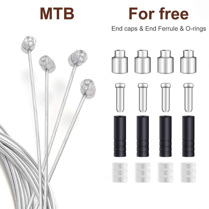 4PCS Premium Bike Brake Cable Set,Universal Standard Bicycle Brake Cable, Professional Bicycle Brake line For Front and Rear Mountain MTB or Road Bikes,include Free Cable Cap End Crimps accessories 2M - BeesActive Australia