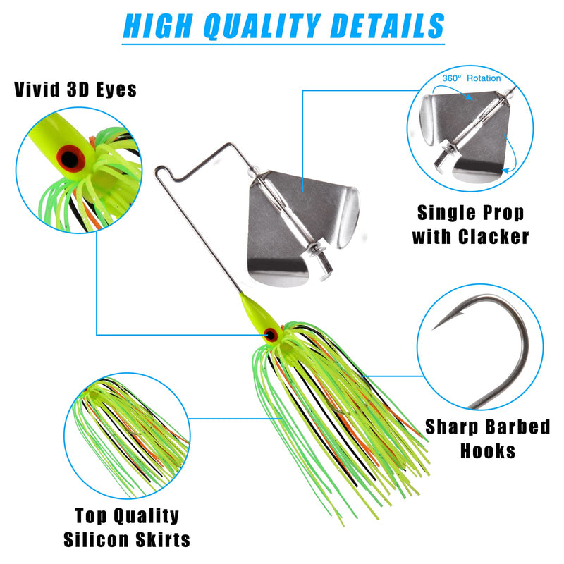 SpinnerBait Fishing Lures Bass Buzzbait Kit Spinner Baits Jigs for Freshwater Pike Trout Salmon Fishing 15pcs Set - BeesActive Australia