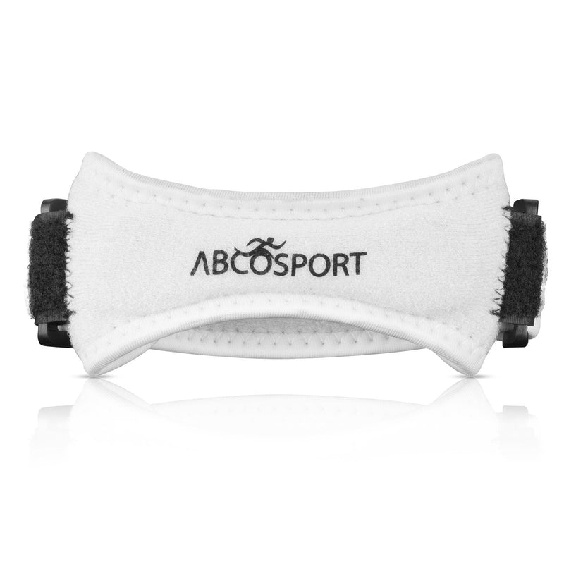 Abco Tech Patella Knee Strap - Knee Pain Relief - Tendon and Knee Support for Running, Hiking, Soccer, Basketball, Volleyball and Exercise - Runners Knee Stabilizer - Adjustable Band White - BeesActive Australia