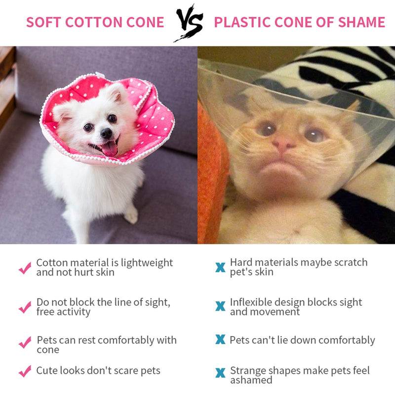 WZ PET Adjustable Dog Cat Cone,Soft Recovery Cat Cone Collar,Dog Protective Collar for Cats Surgery,Pink,Small,Medium S Pink - BeesActive Australia