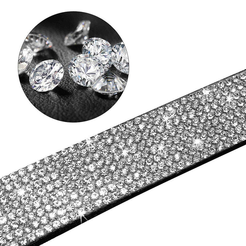 Haoyueer Rhinestone Dog Collar, Cute Dazzling Sparkling Soft Suede Leather Dog Cat Rhinestone Collar Crystal Diamond Pet Dog Puppy Collar S Black - BeesActive Australia