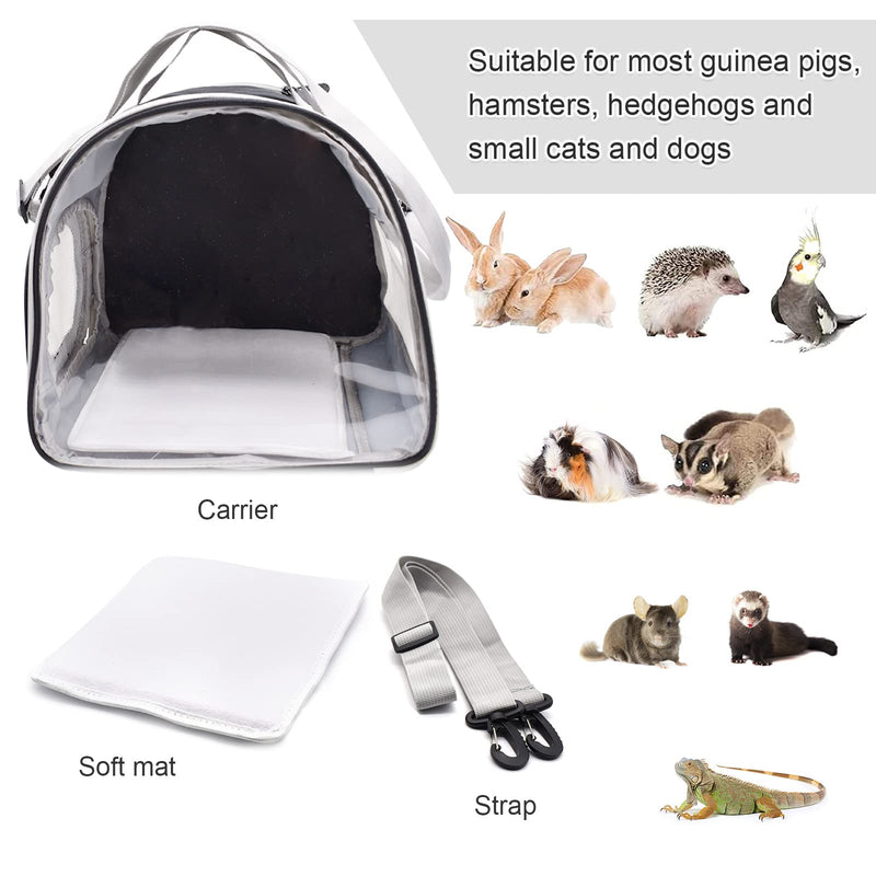 Small Animal Carrier Bag, Upgraded Portable Guinea Pig Carriers for 2, Transparent Hamster Carrying Case, Reptile Rat Rabbit Bearded Dragon Hedgehog Carrier Bag for Travel, Hiking, Walking, Outdoor Black - BeesActive Australia