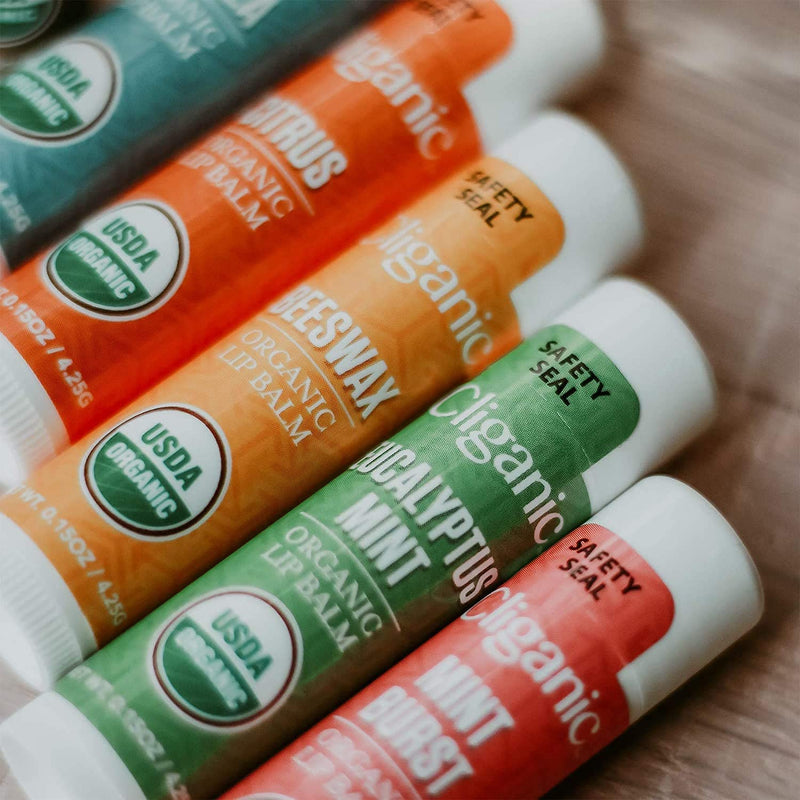 Cliganic USDA Organic Lip Balm Set - 6 Flavors - 100% Natural Moisturizer for Cracked & Dry Lips Variety 6 Pack - BeesActive Australia