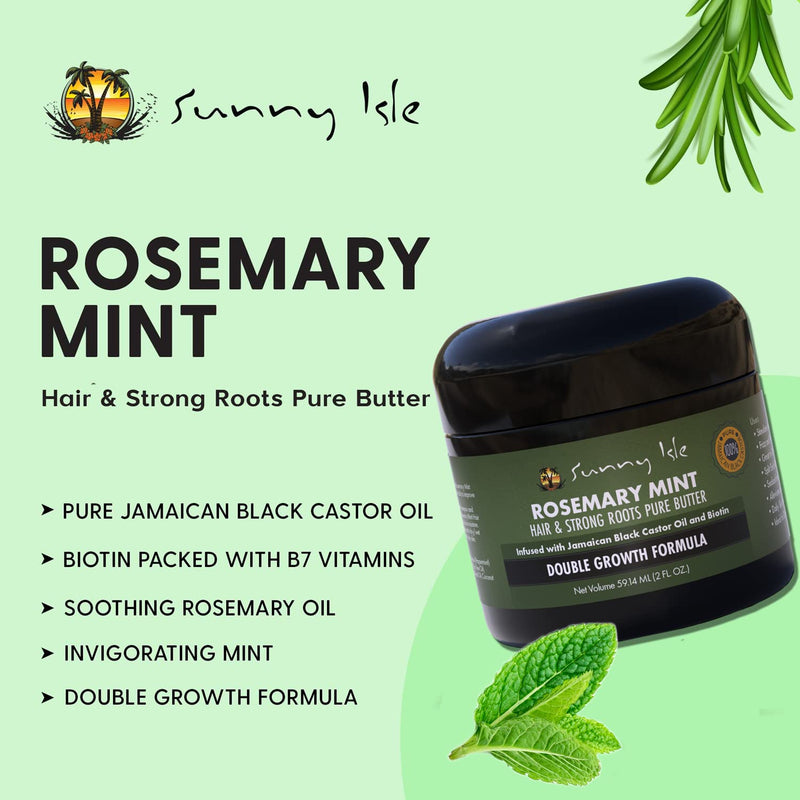 Sunny Isle Rosemary Mint Hair and Strong Roots Butter 2oz | Infused with Biotin & Jamaican Black Castor Oil | Strengthen and Nourish Hair Follicles | Dry Scalp, Split Ends | All Hair Types - BeesActive Australia