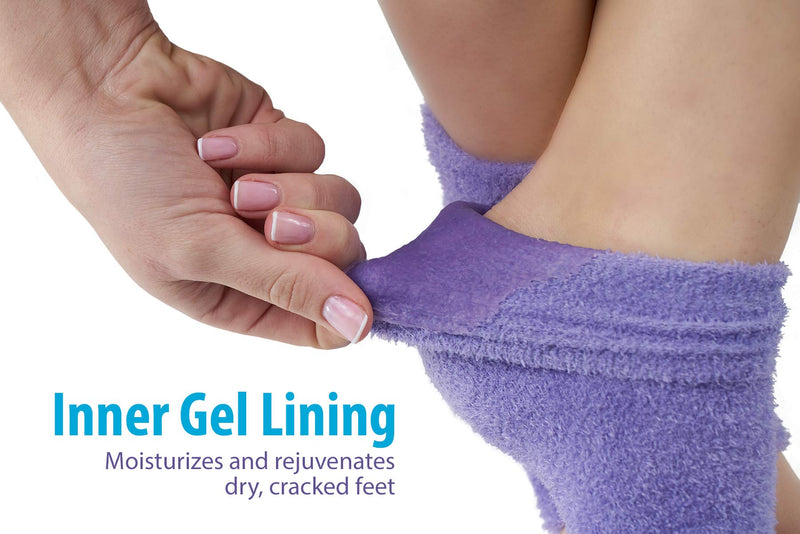 NatraCure Moisturizing Gel Heel Sleeves and Gloves - (For dry heels, cracked heels, dry hands and cuticles, dry skin) - Color: Lavender - BeesActive Australia