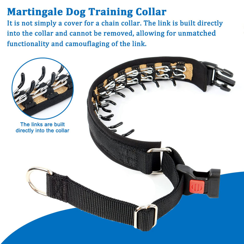 Martingale Collar for Dogs, No Pull Dog Collar for Small Medium Large Dogs, Dog Walking Collar for Pulling, Anti Pull Dog Martingale Training Collars with Buckle Medium,2.5mm,20-Inch,14.5-18.5"Neck Black - BeesActive Australia