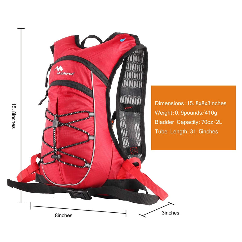 Mobihome Hydration Backpack Lightweight Sport Daypack & Bike Backpacks with 2L Leak Proof Water Bladder, Adjustable Padded Shoulder, Chest & Waist Straps for Running, Hiking, Cycling, Climbing Red-002 - BeesActive Australia