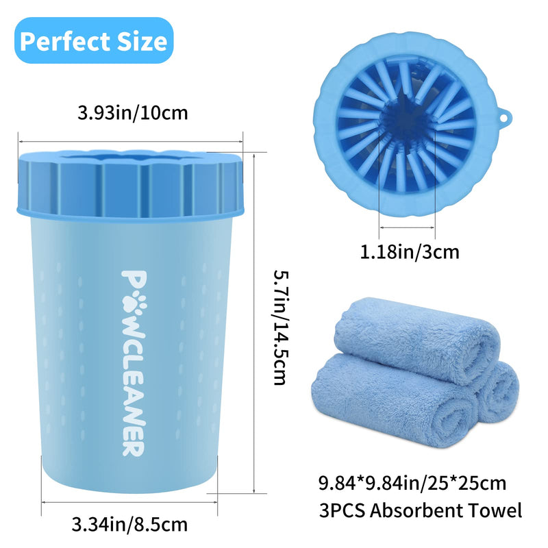 Dog Paw Cleaner, Dog Paw Washer, Paw Buddy Muddy Paw Cleaner, Pet Foot Cleaner for Small Medium Large Breed Dogs/Cats (with 3 absorbent towel) Blue - BeesActive Australia