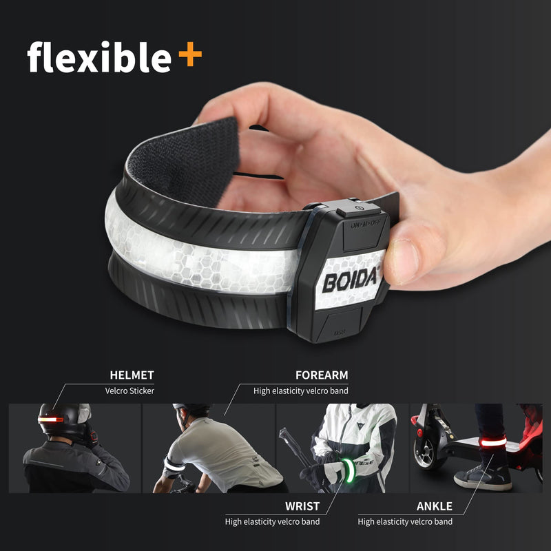 BOIDA LED Reflective Band 1pcs - High Visibility Gear for Running,Bike, Camping, Walking & Cycling | USB Rechargeable | Safer Than a Reflective Vest | Orange,Orange,Green,White PURE-WHITE - BeesActive Australia