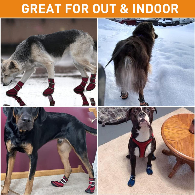 Dog Shoes for Large Dogs Medium Winter Snow Dog Booties with Adjustable Straps Rugged Anti-Slip Sole Paw - Sports Running Hiking Pet Dog Boots Protectors Comfortable Fit XL(Width 2.48in) Orange - BeesActive Australia