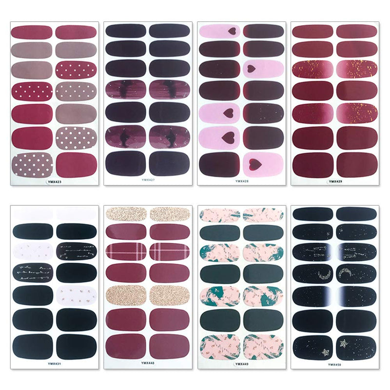 SILPECWEE 20 Sheets Adhesive Nail Polish Wraps Decals Tips and 1Pc Nail File Glitter Nail Art Stickers Strips Set Manicure Kit for Women NO2 - BeesActive Australia