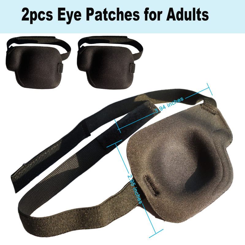 RIKEYO 2Pcs Eye Patch,3D Eye Patches for Adults, Adjustable Medical Eyepatch for Lazy Eye, Black(Left Eye) One Size - BeesActive Australia