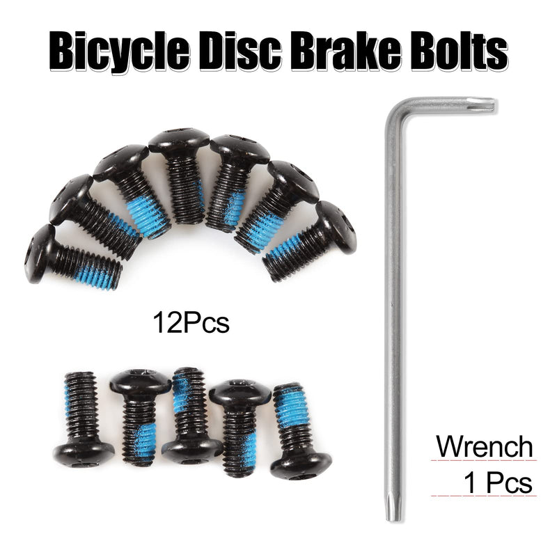 SPEEDWOX 12 Pcs Bicycle Rotor Screws, Disc Brake Rotor Bolts M5x10mm, MTB Rotor Bolts with T25 Star Wrench for Road Bike Mountain Bike Black - BeesActive Australia