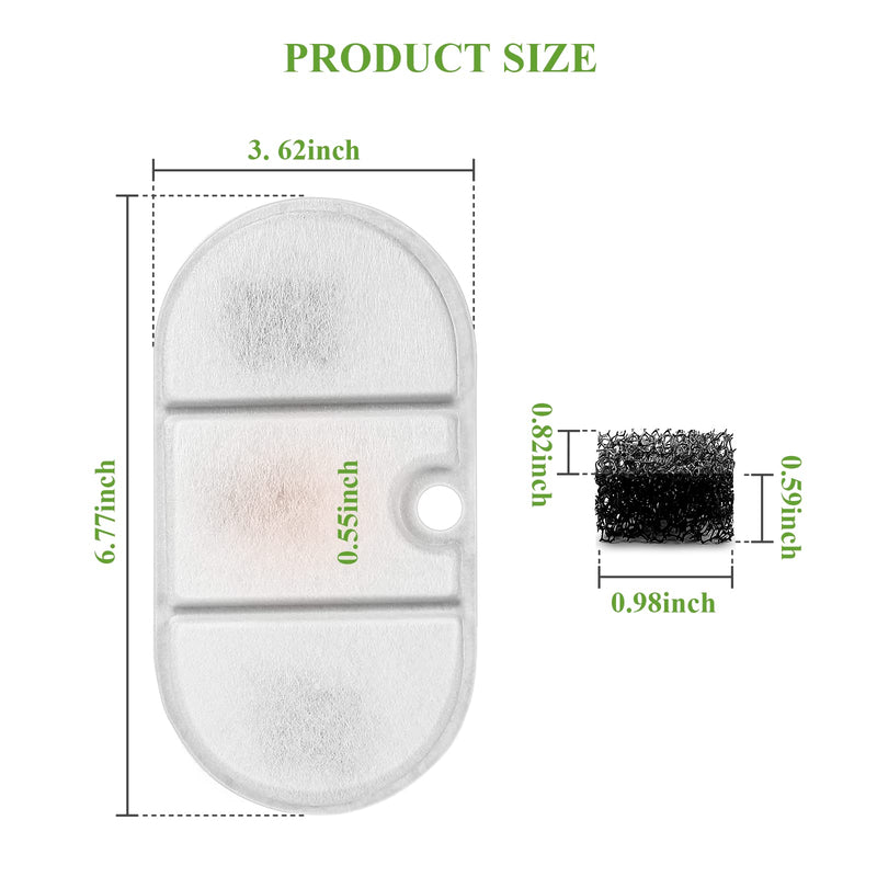 Cat Water Fountain Filters with Sponges, Pet Water Fountain Replacement Filter for 71oz/2.1L PLWF002 Capsule Dog Water Fountain, Pet Fountain Filter Set 8+8 - BeesActive Australia