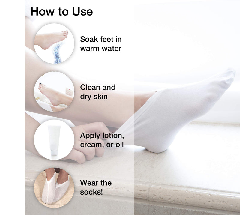 Eurow Cotton Spandex Cosmetic Moisturizing Therapy Socks, White, 2 Pairs - BeesActive Australia