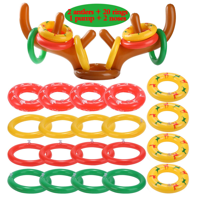 [AUSTRALIA] - eboozone Inflatable Reindeer Antler Toss Game 2 Sets, Christmas Game, 2 Antlers 16 Rings 