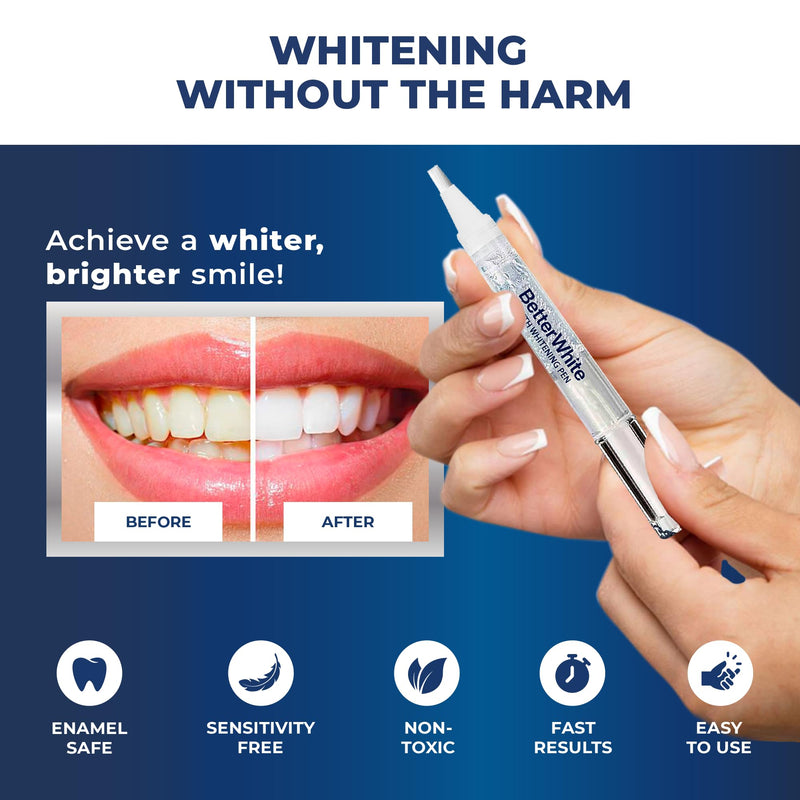 BetterWhite Teeth Whitening Pen (3 Pens) - 30+ Uses, Non-Sensitive - Removes Years of Stains - Safe for Enamel – 100% Natural Formula, Dentist Formulated, Non-Toxic, Easy to Use, Travel-Friendly - BeesActive Australia