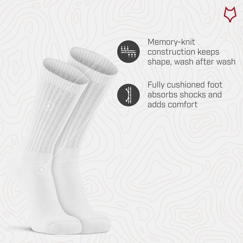 Fox River Wick Dry Classic White Crew Socks Moisture Wicking Socks for Men and Women with Fully Cushioned Sole Large - BeesActive Australia
