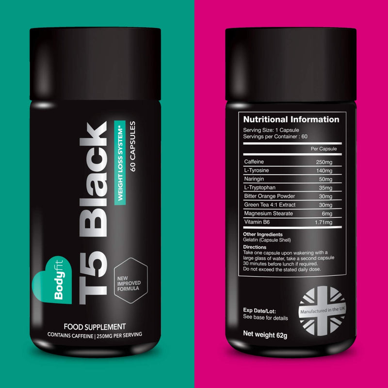 Bodyfit T5 Fat Burner: Diet Pills That Work Fast for Women and Men - Healthy Weight Management - 60 Capsules - BeesActive Australia