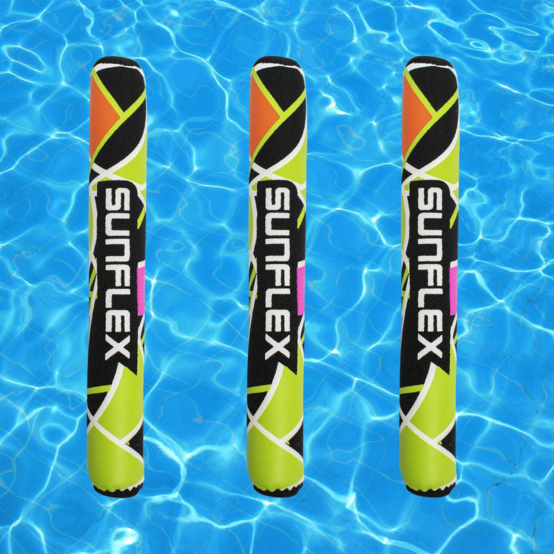 [AUSTRALIA] - Sunflex Extreme Diving Sticks - Neoprene Weighted Pool Game Durable Diving Sticks - 3 Piece Set for Outdoor and Water Use - Waterproof and UV Resistant 