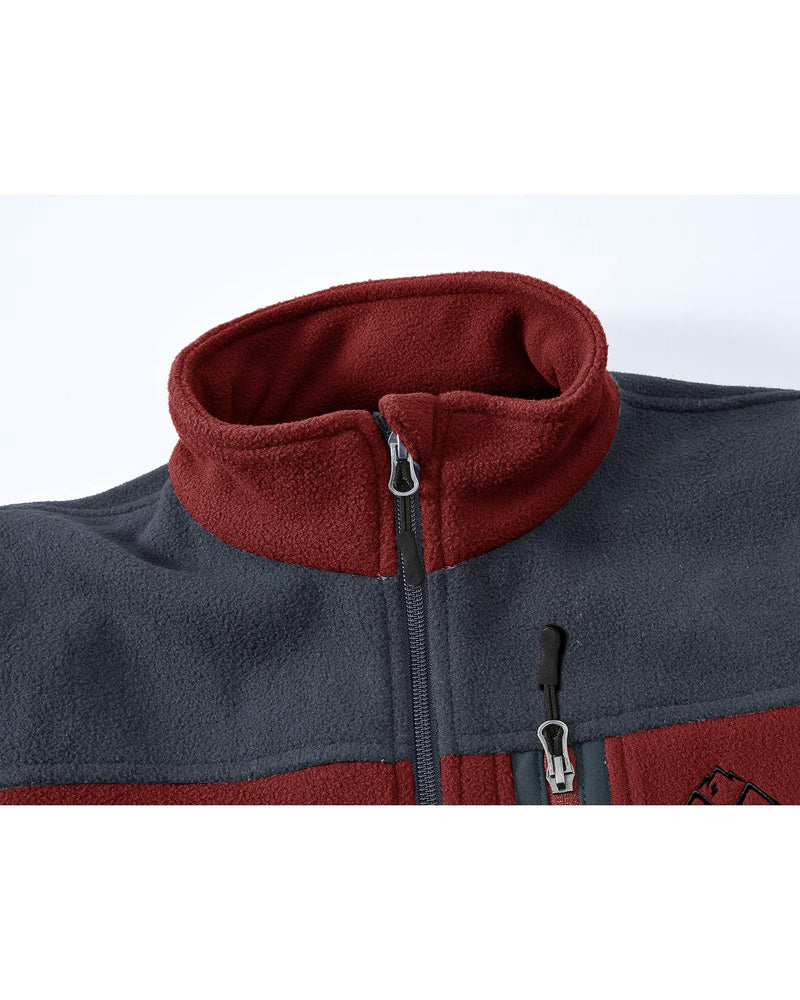 TBMPOY Men's Full-Zip Fleece Jacket Soft Polar Winter Outdoor Coat with Pockets A5-wine Red/Gray XX-Large - BeesActive Australia