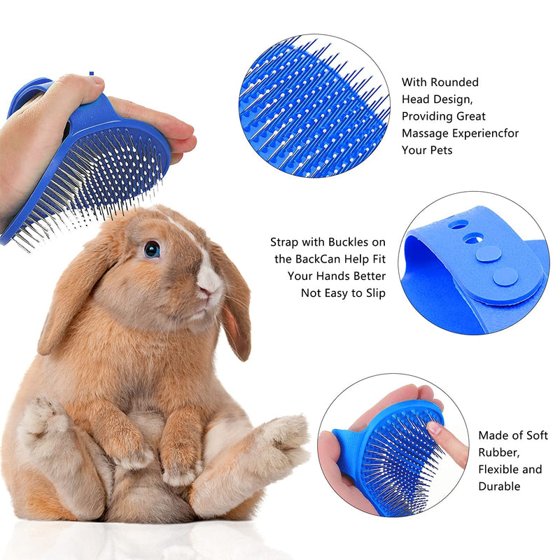7 Pieces Rabbit Grooming Kit with Rabbit Grooming Brush, Small Animal Nail Clippers and Trimmers,Hand Brushes with Adjustable Hand Strap for Small Rabbit,Hamster, Bunny, Guinea Pig(Blue) Blue - BeesActive Australia