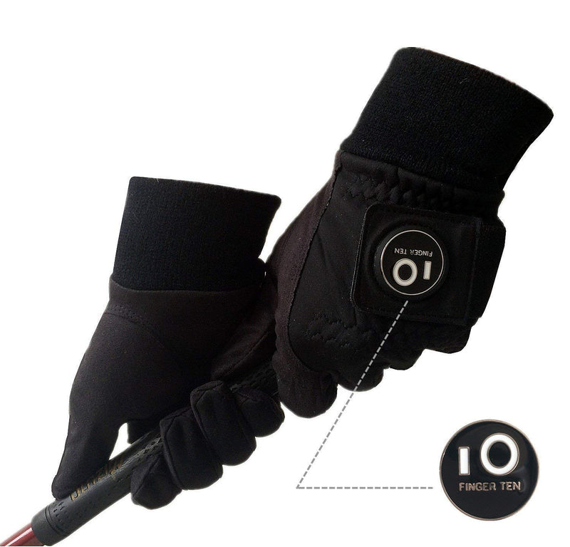FINGER TEN Winter Golf Gloves Men with Ball Marker Grip Performance 1 Pair, Cold Weather Windproof Waterproof Size Samll Medium ML Large XL Small - BeesActive Australia