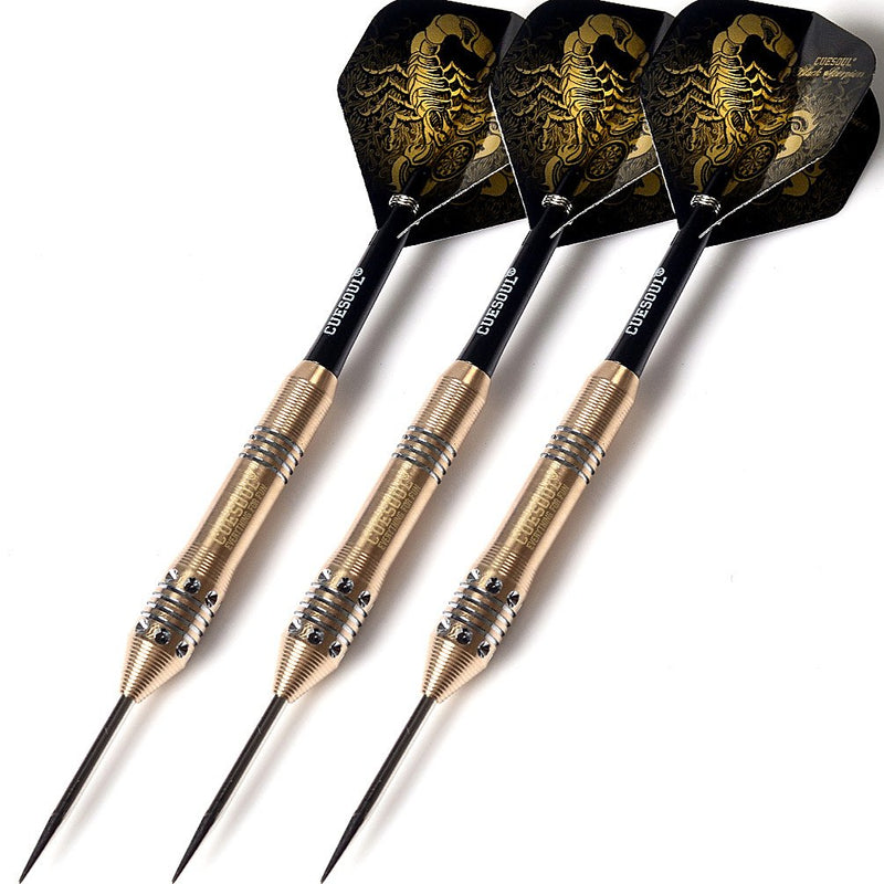 [AUSTRALIA] - CUESOUL Steel Tip Darts Set 20/22/24 Grams with Deluxe PU Darts case-Black Scorpion Series F3203-24g 