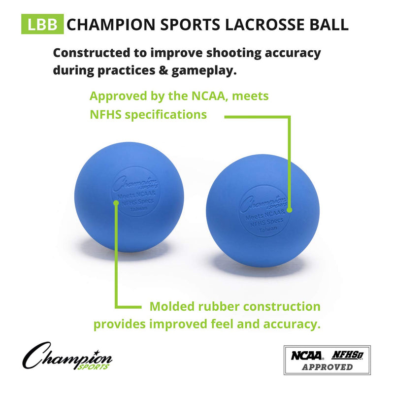[AUSTRALIA] - Champion Sports Official Lacrosse Balls - Multiple Colors in Packs of 1, 2, 3, 6, and 12 Blue 2-pack 