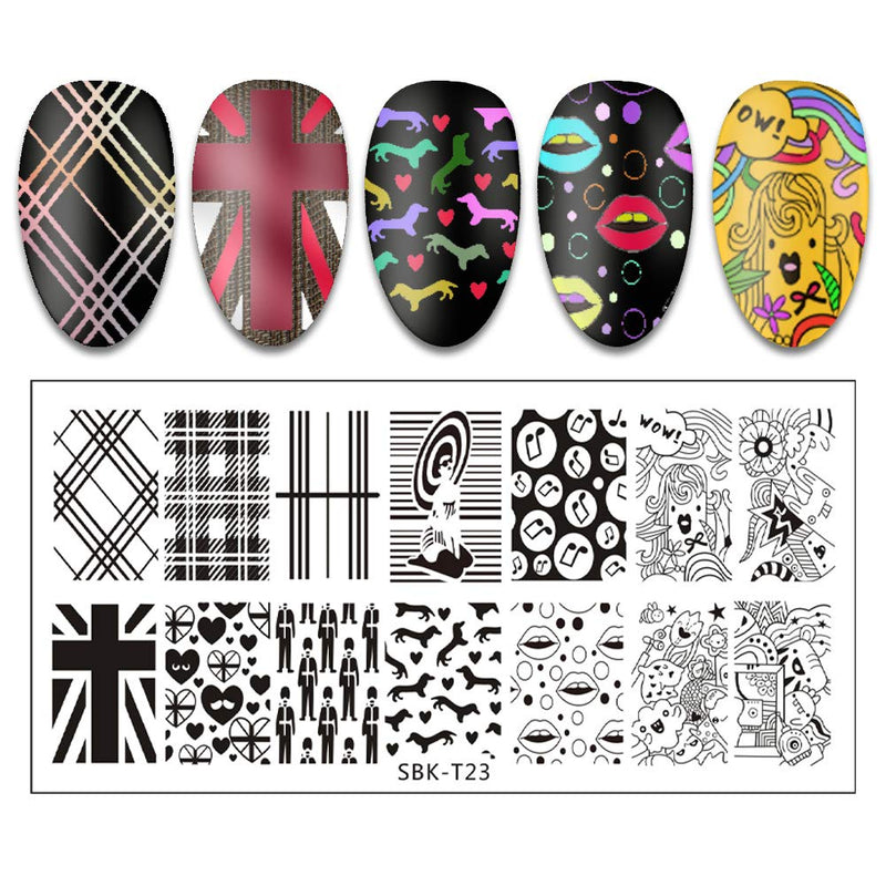 SILPECWEE 6Pcs Nail Stamping Plates Set Butterfly Flower Winter Nail Art Stamp Templates Manicure Salon&DIY Tools NO2 - BeesActive Australia