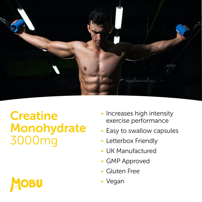 Creatine Monohydrate Capsules 750mg (3000mg Per Serving) - 120 Capsules - Boost Muscle Mass, Bulk & Strength - Supports Increased Energy & Performance - Pre Workout Supplement for Men & Women | MOBU - BeesActive Australia