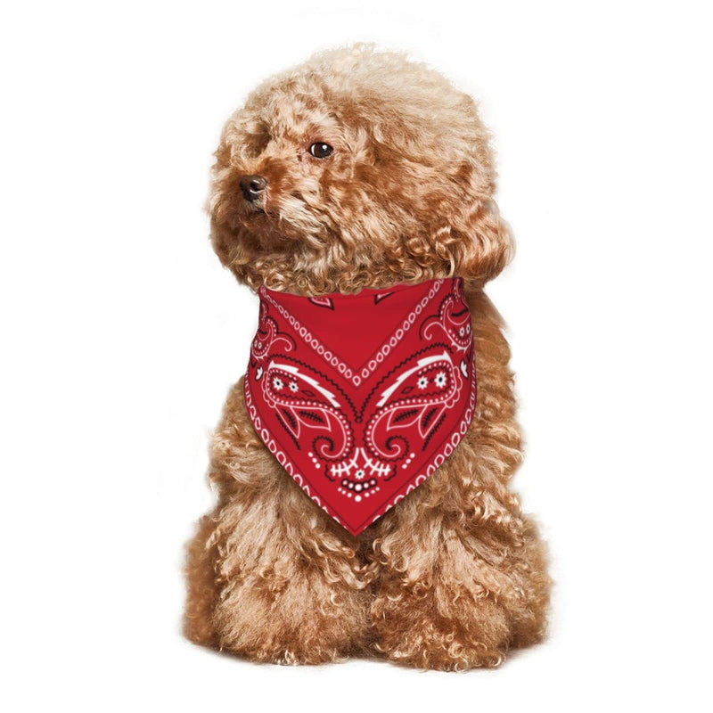 Dog Bandana Scarf Triangle Bibs Pet Accessories Cat Kerchief Black Border Red Colorful Paisley - BeesActive Australia