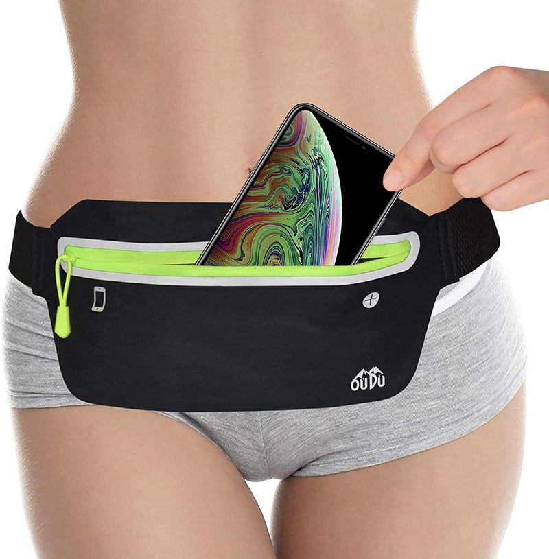 Slim Running Belt Fanny Pack, Fitness Workout Exercise Waist Pack Bag for Phone, Ultra Light Runners Belt for Men Women Black-1 - BeesActive Australia