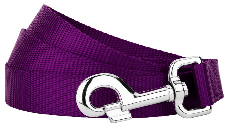 Country Brook Petz - 1 Inch Nylon Dog Leash - Strong, Durable, Traditional Style Leash with Easy to Use Snap - 25+ Colors - Multiple Lengths 6 Foot X 1 Inch Wide Purple - BeesActive Australia