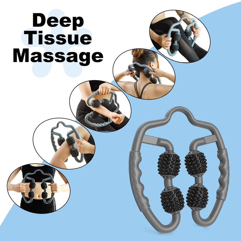 YRYPDQ Muscle Roller, Trigger Point Muscle Roller for Tennis Elbow and Golfer Elbow, Calves, Leg, Arms, Foam Roller Deep Massage Tool for Relieve Muscle Soreness, Stiffness and Tight Muscles (Grey) Grey - BeesActive Australia