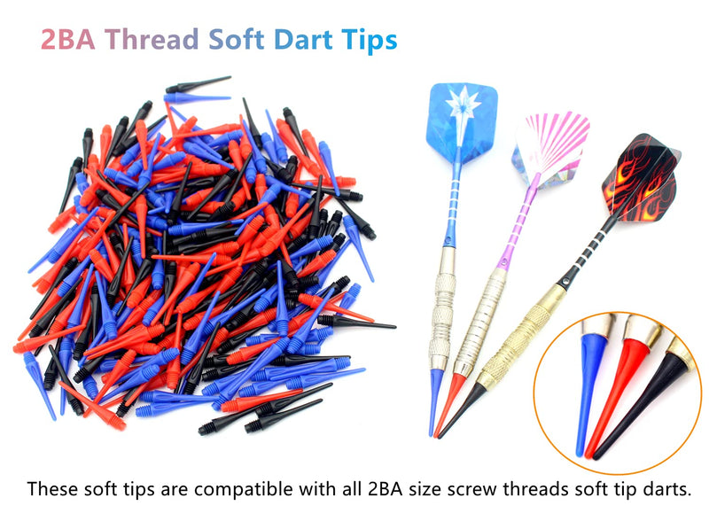 ROOBEEO Soft Dart Tip 2BA Thread Soft Tip Dart Points 300 Packs 3 Colors Plastic Dart Tips Replacement Dart Accessories - BeesActive Australia