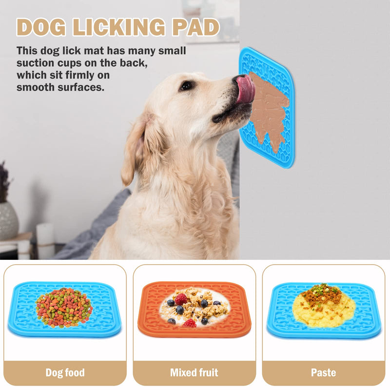 Lick Mat for Dogs Slow Feeder Licking Mat Anxiety Relief Lick Pad with Suction Cups for Peanut Butter Food Treats Yogurt, Pets Bathing Grooming Training Calming Mat 2 Pieces - BeesActive Australia