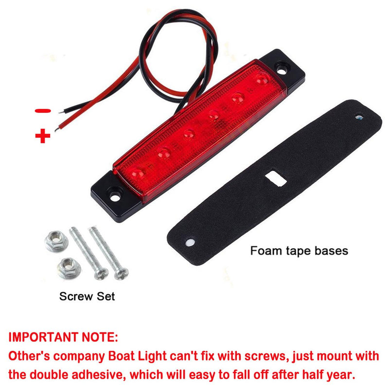 Shangyuan Boat Navigation Lights, Stern Lights for Boats, Marine Led Strip Lights for Boat Lights Bow and Stern, Navigation Lights for Boats Led, Kayak Lights, DC 12V 2PCS (Red and Green) Red and Green - BeesActive Australia
