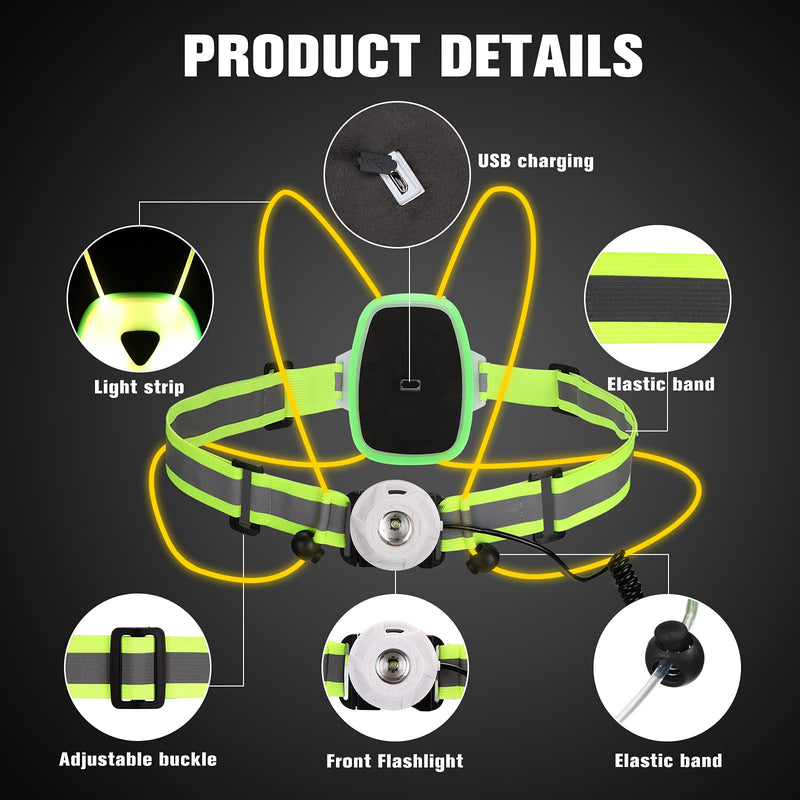 Reflective Running Light Vest,USB Rechargeable, Multicolor Illuminated Safety Vest Camping Gear for Men Women Kids Green Large - BeesActive Australia