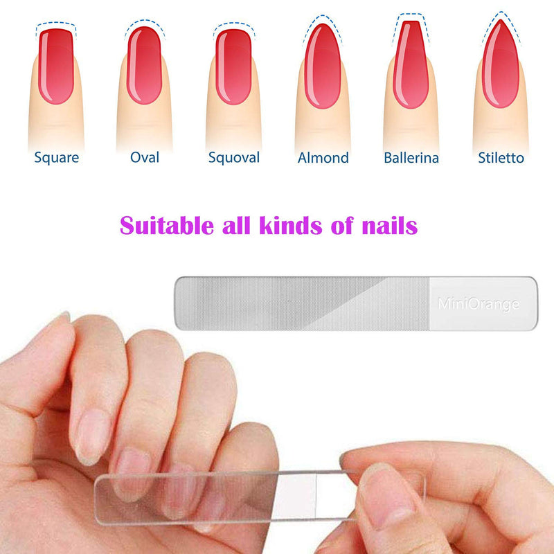 Vanchief Nano Glass Nail File, Glass Nail Shiner Crystal Nail Shine Buffer Polisher with Case Professional Manicure Tools Kit for Natural Nail Care - BeesActive Australia