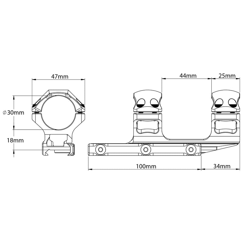 UTG ACCU-SYNC®30mm Integral Picatinny Rings, Matte Black, Medium - BeesActive Australia