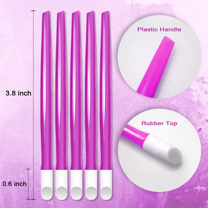 Laza 100 Pcs Plastic Handle Cuticle Pusher Rubber Tipped Nail Cleaner Manicure Tools for Men and Women - Purple - BeesActive Australia