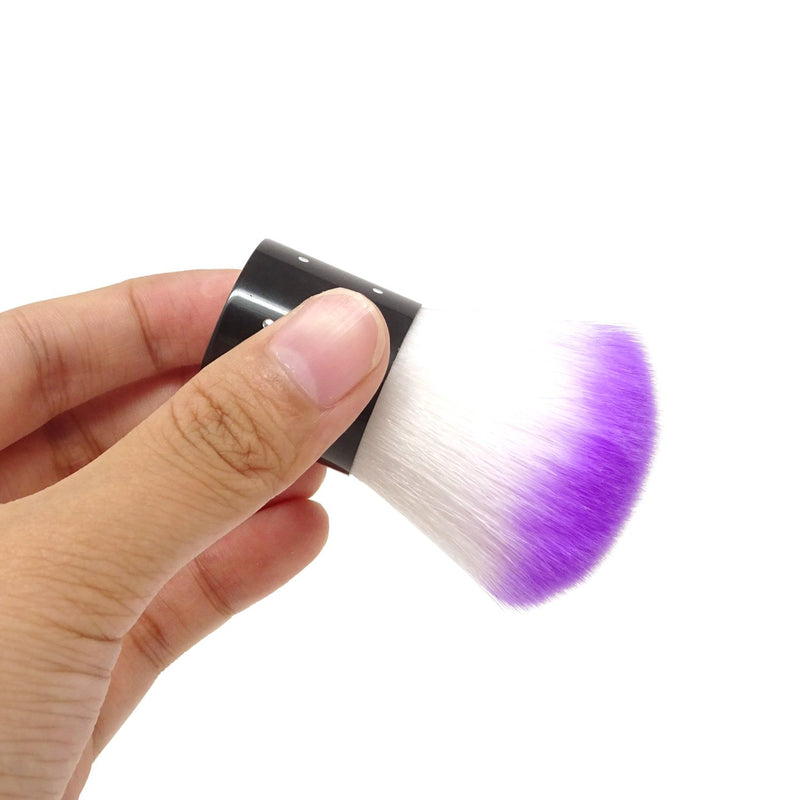 Honbay 2PCS Versatile Portable Short Handle Soft Nail Arts Dust Brush Cleaner Makeup Powder Blush Brushes (Pink + Purple) Pink + Purple - BeesActive Australia