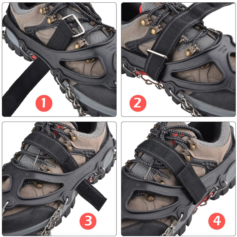 TRIWONDER Ice Cleats Crampons Traction Snow Grips Ice Grippers for Boots Shoes Women Men Kids Anti Slip 18 24 Stainless Steel Spikes Safe Protect for Hiking Fishing Walking Climbing Mountaineering Black - 24 Spikes Medium - BeesActive Australia