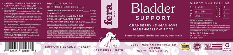 FERA PET Organics Bladder Support Dog and cat Supplement – Kidney and Urinary Tract Health and Bladder Infection Prevention Supplements - Helps with Incontinence and Immune Antioxidant Vitamin - BeesActive Australia
