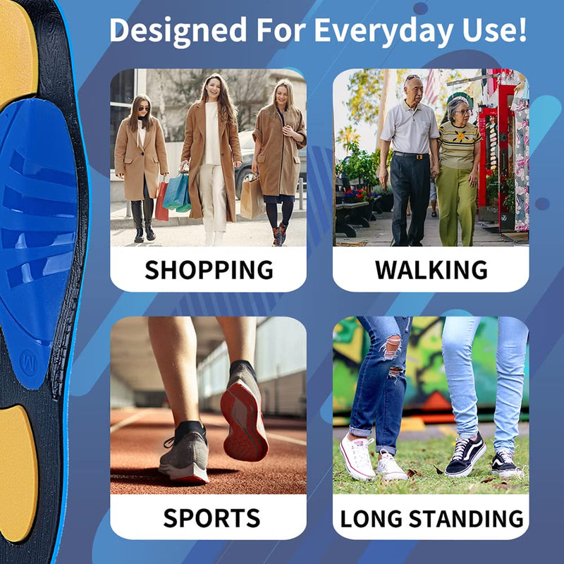 TOPSOLE Orthotic Insoles Plantar Fasciitis Insoles Arch Support Insoles for Flat Feet,Foot Pain, High Arches,OverPronation,Metatarsalgia,Heel Pain, Insoles for Men and Women (UK-8-27cm, Blue) UK-8-27cm - BeesActive Australia